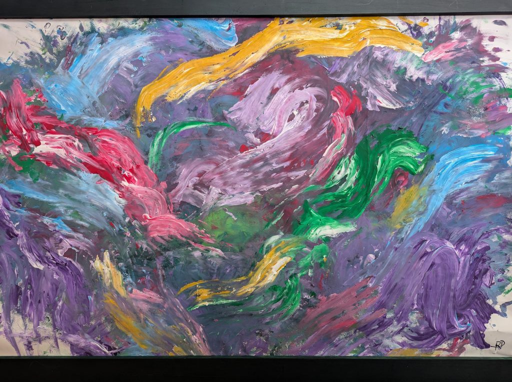 Ein abstraktes Bild mit starken Kontrasten und vielen Farben